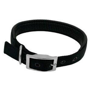 Taurus Tough Nylon Dog Collar Air-Cushioned PU Padded 25 mm x 570 mm Black