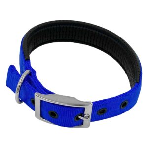 Taurus Tough Nylon Dog Collar Air-Cushioned PU Padded 25 mm x 570 mm Blue