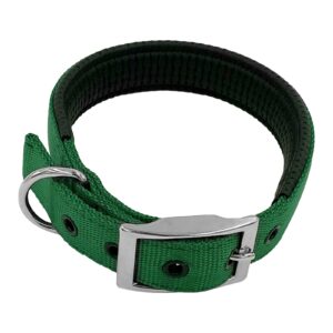 Taurus Tough Nylon Dog Collar Air-Cushioned PU Padded 25 mm x 570 mm Green