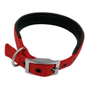 Taurus Tough Nylon Dog Collar Air-Cushioned PU Padded 25 mm x 570 mm Red