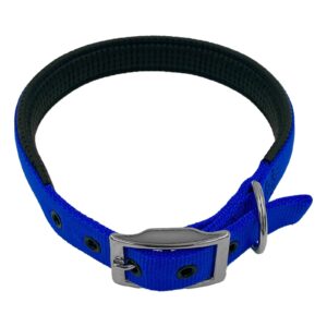 Taurus Tough Nylon Dog Collar Air-Cushioned PU Padded 25 mm x 660 mm Blue