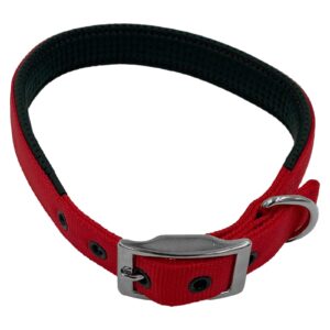 Taurus Tough Nylon Dog Collar Air-Cushioned PU Padded 25 mm x 660 mm Red