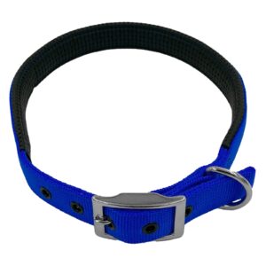 Taurus Tough Nylon Dog Collar Air-Cushioned PU Padded 25 mm x 750 mm Blue