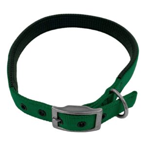 Taurus Tough Nylon Dog Collar Air-Cushioned PU Padded 25 mm x 750 mm Green