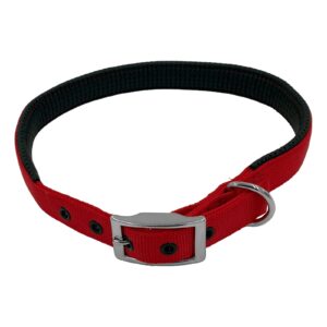 Taurus Tough Nylon Dog Collar Air-Cushioned PU Padded 25 mm x 750 mm Red