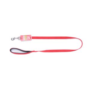 Taurus Tough Dog Lead with Nylon Air-Cushioned PU Padded Handle 19 mm x 120 cm Red