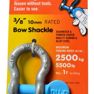 NU-D Bow Shackle Easy Tighten/Loosen Galvanised Tested WLL 1000Kg 10mm