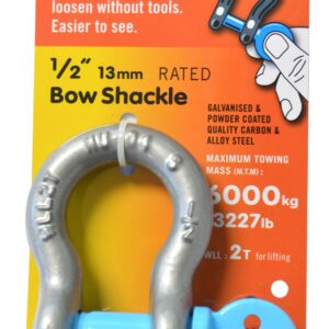 NU-D Bow Shackle Easy Tighten/Loosen Galvanised Tested WLL 2000Kg 13mm