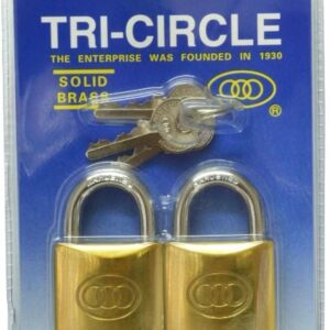 Tri-Circle Brass Padlock - Keyed Alike #264KA 2-pce 38mm
