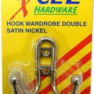 Xcel Wardrobe Hook - SCP Double with Ball Tips Carded