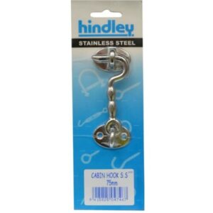 Xcel Cabin Hook Stainless Steel 75mm Carded