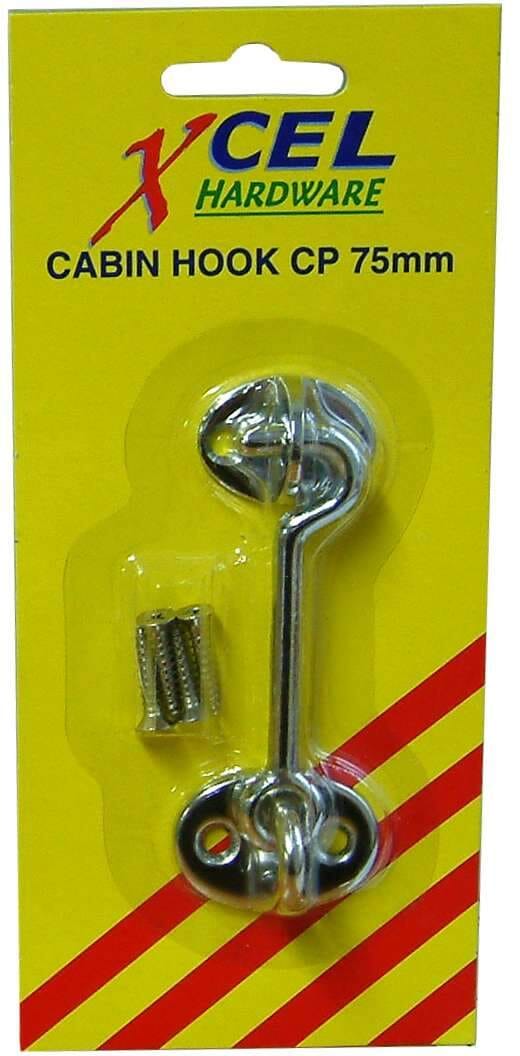 Xcel Cabin Hook - CP on Brass 150mm Carded