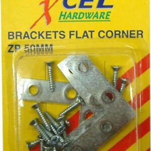 Xcel Flat Corner Brackets - ZP with Screws 4-pce 75mm Carded