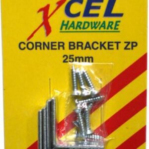 Xcel Corner Brackets - ZP with Screws 4-pce 25mm Carded