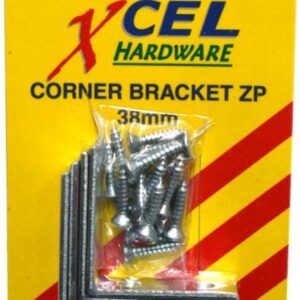Xcel Corner Brackets - ZP with Screws 4-pce 38mm Carded