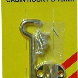 Xcel Cabin Hook - Polished Brass 65mm Carded