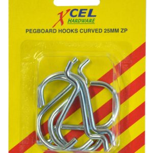 Xcel Pegboard Hooks Curved 6pce #18110 25mm