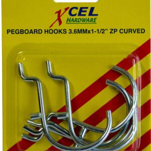 Xcel Pegboard Hooks (5) 1/8 x 1.5"Curved