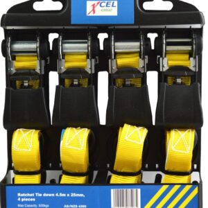 Xcel Ratchet Tiedown Set 4-pce 4.5m x 25mm