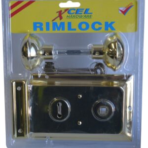 Xcel Rim Lock with Handles - Brass Plated 150mm x 100mm