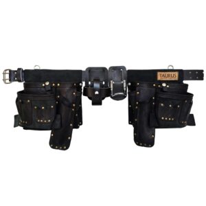 Taurus Tough Full Leather Roofer Tool Belt Apron Black