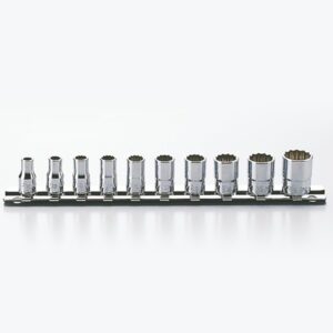Koken RSAS2405A Socket Set AS954E On Rail 12pt 10pc 1/4"Dr 3/16-9/16"