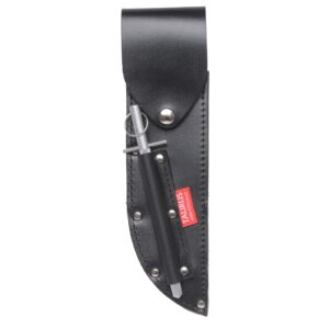 Taurus Tough Full Leather Straight Skinning Knife Sheath with Flap Black