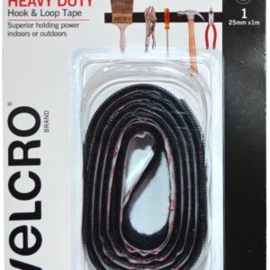 Velcro Heavy Duty Hook & Loop Tape 25mm x 1m Black
