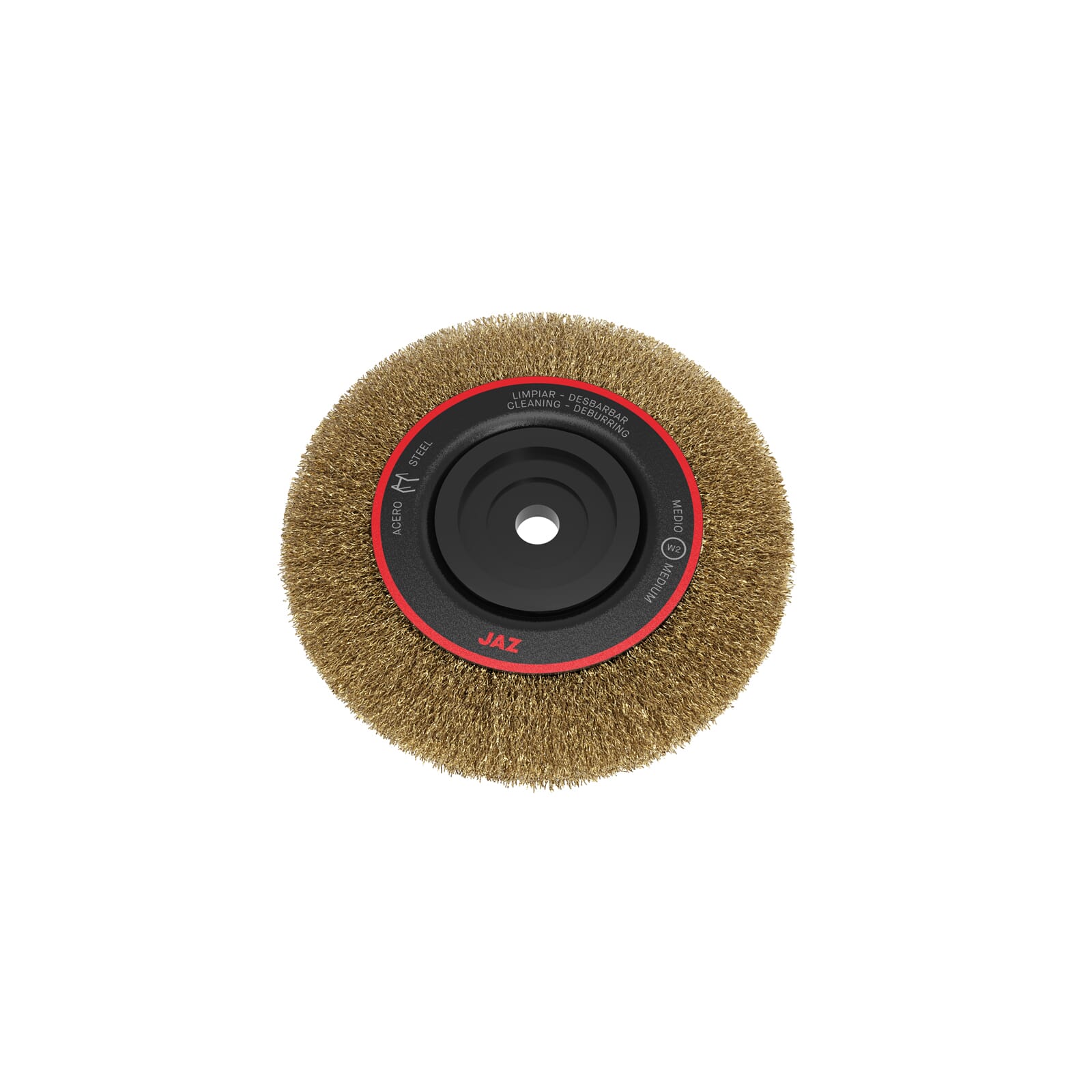 Jaz Wire Wheel Wide Face Crimped 250mm x 28mm x 0.3mm 6/Row - Multi Fit Bore - Coated Steel (WHEW-2506)