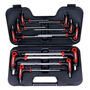 AmPro T-Handle Hex Wrench Set 10pc - AF - Ball End (5/64"