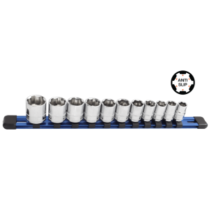 SOCKET - XTREME GRIP  1/4"DR 11PC METRIC  4-14MM