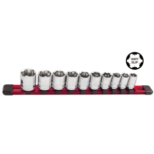 SOCKET - XTREME GRIP  3/8"DR 10PC SAE  5/16"-7/8"