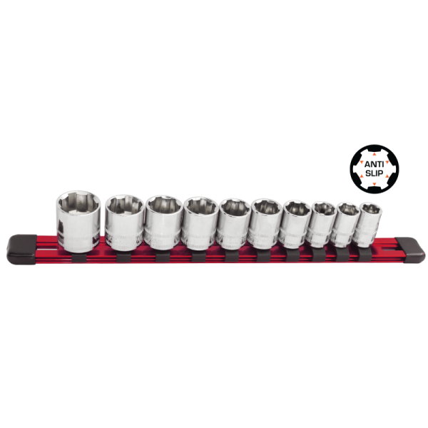 SOCKET - XTREME GRIP  3/8"DR 10PC SAE  5/16"-7/8"