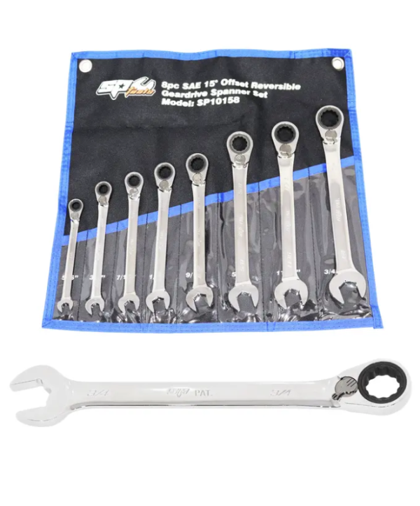 SPANNER SET - ROE REVERSIBLE GEARDRIVE 8PC SAE