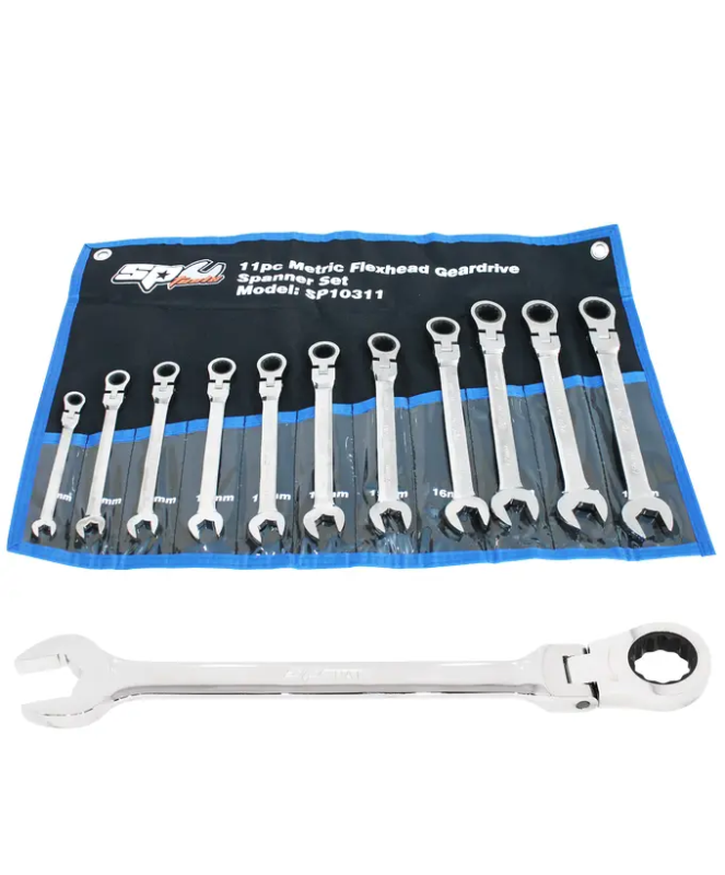 SPANNER SET - ROE GEARDRIVE FLEX HEAD 11PC METRIC