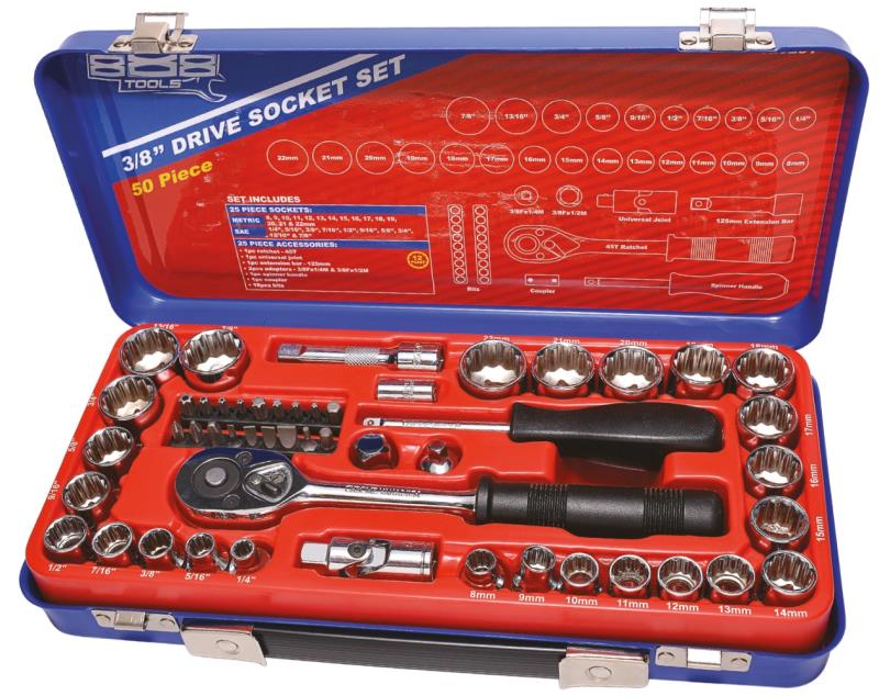 SOCKET SET - 888 3/8" DR 12PT METRIC/SAE 50PC