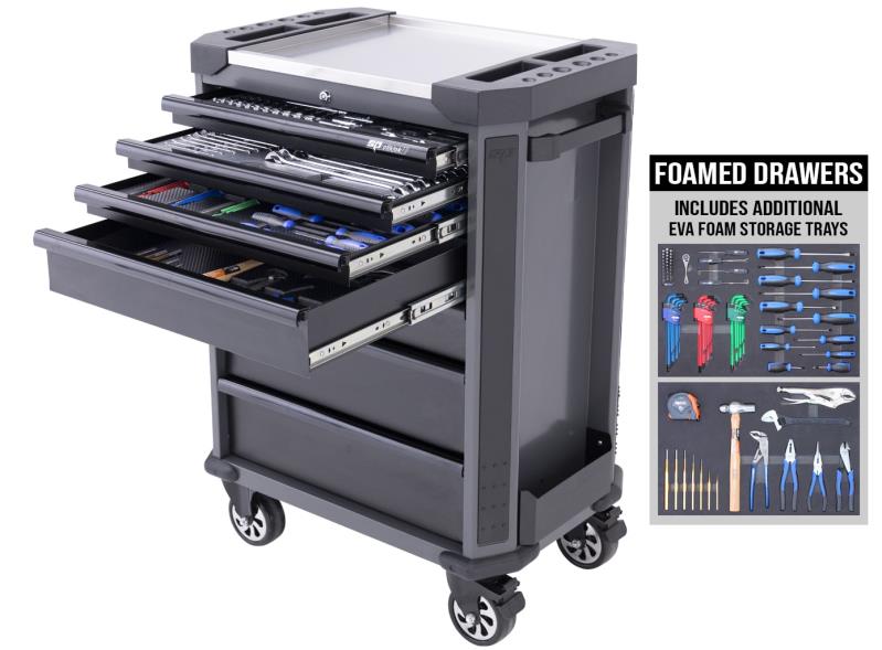 TOOLKIT 222PC MET/SAE - TECH SERIES ROLLER CABINET STARTER TECHNICIAN 7 DRAWER DIAMOND BLACK