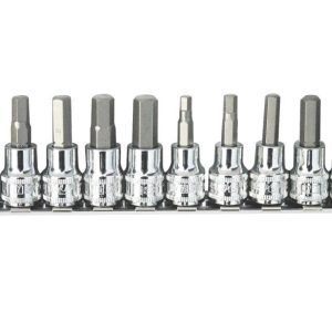 SOCKET RAIL 3/8DR INHEX METRIC/SAE 10PC