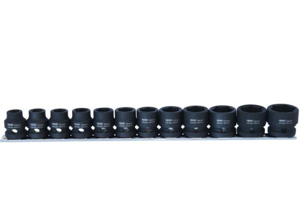 SOCKET RAIL IMPACT 1/2DR STUBBY 6PT 13PC METRIC