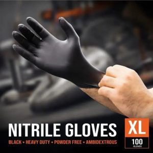 WORKSHOP - GLOVES DISPOSABLE NITRILE BLACK - LARGE (BOX 100)