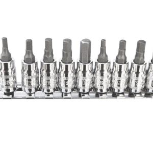 SOCKET RAIL 1/4" & 3/8"DR 9PC INHEX METRIC